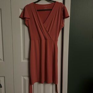 EUC Nine West Faux Wrap Peach Dress